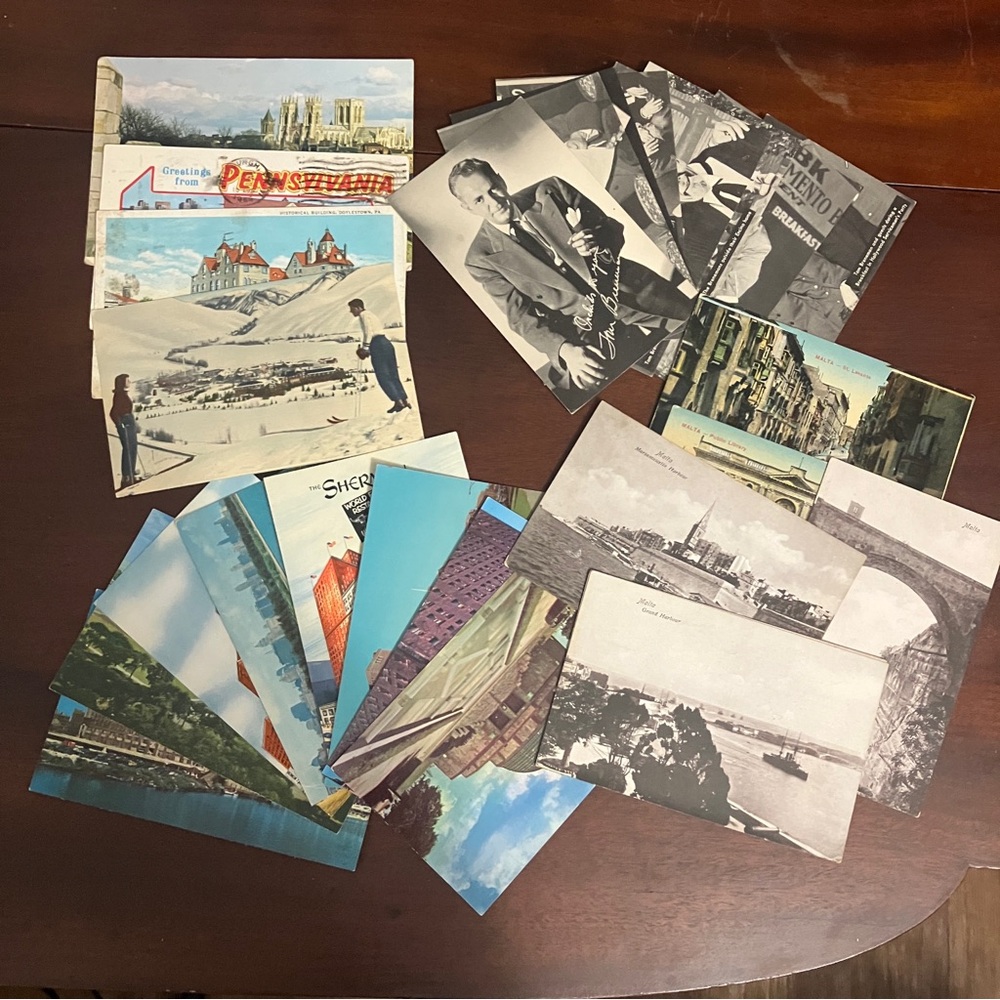 Lot of 26 Vintage Postcards Chicago, Malta, Tom Breneman for Crafts Scrapbook